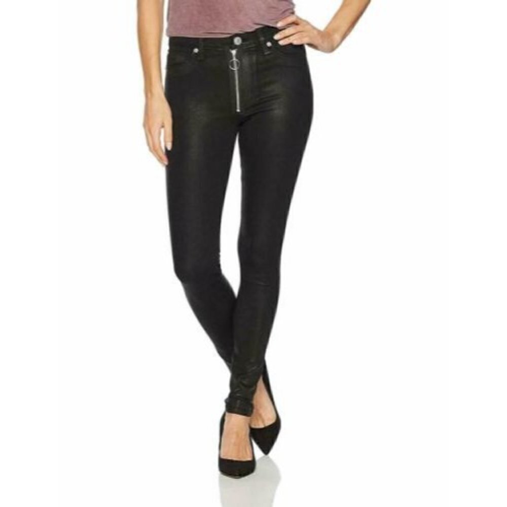 Hudson Black‎ Barbara High Rise Super Skinny Exposed Zip Skinny Jeans 25